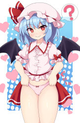 blue_hair female_only femsub happy_trance hat heart panties rabiso_9 red_eyes remilia_scarlet short_hair smile solo spiral_eyes symbol_in_eyes touhou unaware underwear vampire wings rating:questionable score: user:icontrol