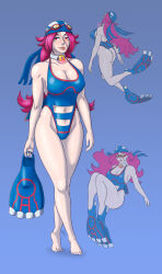 bandana bare_shoulders barefoot breasts cleavage collar cosplay fate/grand_order fate_(series) feet female_only femsub francis_drake_(fate/grand_order) happy_trance hypnolion hypnotic_accessory kyogre large_breasts long_hair multiple_views nintendo pokeball pokemon red_eyes red_hair scar solo swimsuit tech_control rating:Explicit score:71 user:Hypnolion