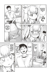 absurdres akitsuki_itsuki blonde_hair blush brother_and_sister comic confused couch dazed empty_eyes expressionless femsub greyscale hard_translated incest maledom open_mouth original ribbon school_uniform sitting text translated twintails rating:Safe score:74 user:HypnoMangaEditor
