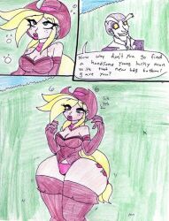 applejack bimbofication blonde_hair braid choker comic cowgirl dazed discord earrings femsub freckles gloves jewelry long_hair lordebonfuze maledom my_little_pony opera_gloves personification tattoo text traditional underwear western rating:Questionable score:30 user:hypno