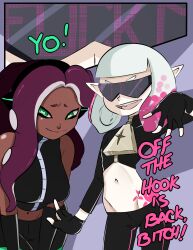 absurdres comic femsub hypnoshades inkling inuyuru marina_(splatoon) nintendo octoling off_the_hook pearl_(splatoon) splatoon splatoon_2 tagme tech_control text rating:Questionable score:53 user:Bloodly