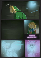 absurdres blonde_hair breasts comic darkhatboy dazed drool elf_ears empty_eyes expressionless fairy femsub hypnotic_audio hypnotic_music large_breasts link maledom minigirl navi nintendo ocarina_of_time short_hair standing standing_at_attention text the_legend_of_zelda wings rating:Questionable score:139 user:hypno