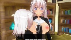 3d absurdres breast_grab breast_sucking breasts bunny_ears bunny_girl custom_maid_3d_2 hard_translated knight red_eyes smile spiral_eyes swallow774 white_hair rating:Explicit score:7 user:Amazingbrahjr
