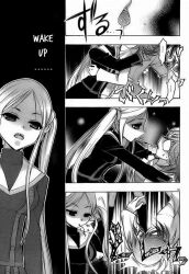 comic drool female_only femdom femsub glasses greyscale hard_translated hekikai_no_aion hypnotic_kiss kissing short_hair text translated twintails yuna_kagesaki yuri rating:Safe score:17 user:airmanexe