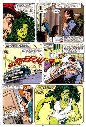 breasts comic femsub green_hair green_skin large_breasts long_hair maledom marvel_comics official open_mouth ringmaster she-hulk super_hero text torn_clothes western rating:Questionable score:10 user:AcidPanic
