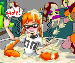 bath bathing blush breasts bukkake corruption covered_with_cum cum cum_on_body cum_on_clothes cum_on_face erection femsub inkling inkling_girl kasai-ya maledom monster_girl nintendo octarian penis small_breasts splatoon text rating:Explicit score:31 user:Mesmer