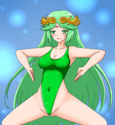 blush femsub green_hair haigure happy_trance kid_icarus leotard nintendo palutena spread_legs rating:Questionable score:21 user:Sleepyhead97