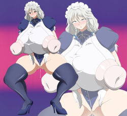  blush breasts empty_eyes erect_nipples eye_roll female_only femdom grayfia_lucifuge haigure happy_trance high_heels high_school_dxd huge_breasts hyper_breasts large_breasts maid maid_headdress pussy_juice shizuka_hg silver_hair smile  rating:explicit score: user:hyperbreast