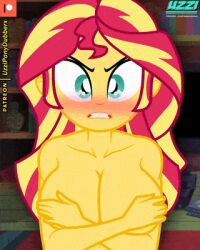 angry animated animated_gif before_and_after bottomless bouncing_breasts breasts censored cleavage collarbone covering embarrassed empty_eyes equestria_girls female_only femsub green_eyes large_breasts long_hair multicolored_hair my_little_pony nude open_mouth orange_skin pendulum signature sunset_shimmer tongue tongue_out topless uzzi-ponydubberx rating:Explicit score:139 user:Hypnosex