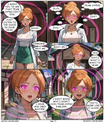 ai_art blonde_hair devianbar dialogue empty_eyes female_only happy_trance large_breasts nintendo pokemon professor_juniper text rating:Safe score:3 user:Proyecto38