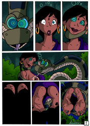 aged_up barefoot black_hair braid breasts coils comic dark_skin disney earrings feet femsub foot_focus happy_trance huge_feet hypnotic_eyes jewelry jinkslizard kaa kaa_eyes large_breasts licking long_hair nipples open_clothes open_mouth ponytail shanti snake the_jungle_book toe_ring western rating:Questionable score:90 user:Mindwipe