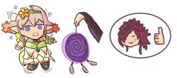 chibi confuzzled dream_catcher fairy femsub fire_emblem fire_emblem_heroes floating flower magic nintendo peony_(fire_emblem) spiral spiral_eyes symbol_in_eyes triandra_(fire_emblem) wings rating:safe score: user:confuzzled