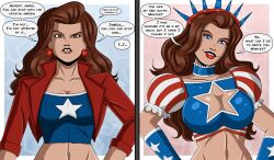 alternate_costume america_chavez before_and_after blue_eyes breasts brown_eyes brown_hair choker cleavage dark_skin female_only femsub happy_trance large_breasts long_hair maid maid_headdress marvel_comics polmanning smile solo super_hero text western rating:Questionable score:157 user:PolManning