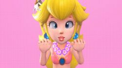  3d animated animated_gif blonde_hair blue_eyes breasts clothed distortingreality dog_pose earrings female_only femsub happy_trance jewelry long_hair nintendo open_mouth pet_play princess princess_peach super_mario_bros. super_mario_odyssey tongue tongue_out  rating:safe score: user:distortingreality