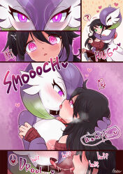  blush breasts comic drool female_only femdom femsub gardevoir glowing_eyes happy_trance huge_breasts kissing lospa nintendo pink_eyes pokemon pokemon_(creature) pokephilia spit_trail text yuri  rating:questionable score: user:plsignore