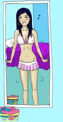 absurdres bed blue_hair costume earrings erect_nipples faustus female_only jewelry original rating:Questionable score:21 user:pokemongirl