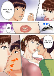 breasts brown_hair comic dazed dialogue empty_eyes expressionless femsub hard_translated huge_breasts incest jinsuke kissing long_hair maledom mom_(jinsuke) mom_is_my_doll mother_and_son original short_hair sketch son_(jinsuke) text traditional translated trigger rating:Safe score:71 user:ripper3