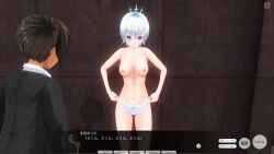 3d blue_eyes blue_hair breasts brown_hair business_suit comic crown dialogue femsub glasses hitori hypnotic_accessory jewelry large_breasts original panties remote_control short_hair tech_control text topless underwear undressing rating:Explicit score:4 user:ihaveacuteturtle