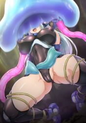 arms_behind_back boots breasts cameltoe erect_nipples erect_nipples_under_clothes female_only femsub grey_hair hasumi headphones huge_breasts jellyfish leotard long_hair mission_mermaiden nelofox open_mouth parasite pussy_juice restrained solo spread_legs sweat tentacles thick_thighs thighhighs tongue trapped rating:Questionable score:47 user:VortexMaster