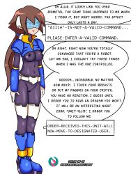 aile body_paint bottomless breasts brown_hair capcom empty_eyes expressionless femdom femsub idpet megaman_(series) megaman_zx nude red_eyes robotization tech_control text topless visor rating:Explicit score:63 user:IDPet