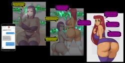 ass ass_focus bent_over bra breasts cell_phone crossed_eyes dazed dc_comics dialogue expressionless femsub green_eyes green_sclera grey_skin huge_ass huge_breasts large_breasts long_hair looking_back maledom manip multiple_girls multiple_subs music navel panties phat_smash purple_eyes purple_hair raven red_hair short_hair sideboob simple_background sitting speech_bubble standing starfire super_hero tan_skin teen_titans text thighhighs thong tiechonortheal_(manipper) topless upskirt user_interface white_background rating:Questionable score:219 user:Trix89