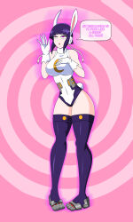 alternate_costume black_hair boots bunny_ears bunny_girl bunnysuit cosplay dlobo777 expressionless female_only femsub gloves glowing_eyes kyoka_jiro large_breasts large_hips legs my_hero_academia new_years pink_eyes purple_hair rumi_usagiyama short_hair solo spiral tech_control text thighhighs rating:Questionable score:121 user:greenboy07