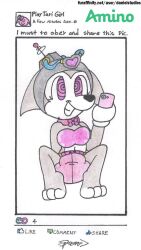 cell_phone danielstudios diaper female_only femsub happy_helmet happy_trance hedgehog_girl helmet tari_(danielstudios) white_background rating:questionable score: user:danielstudios