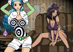 black_hair blue_hair breasts dancing female_only femdom femsub happy_trance hypnotic_breasts hypnotic_dance large_breasts long_hair nefertari_vivi nico_robin one_piece shadako26 short_hair rating:questionable score: user:solddate