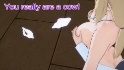 3d blonde_hair bottomless breast_grab breasts clothed dialogue dogdog english_text femsub maledom milk milking naruto_(series) nipples nude saluting standing standing_at_attention text topless tsunade rating:Explicit score:0 user:Bootyhunter69