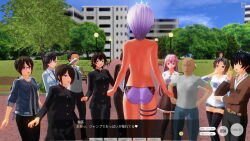 3d antenna ass aware belt blue_eyes blush body_control boots bouncing_breasts bra breasts brown_hair business_suit collar crown dialogue embarrassed glasses hitori humiliation jewelry large_breasts multiple_girls nipples original panties purple_eyes purple_hair remote_control short_hair tech_control text underwear undressing unhappy_trance rating:Explicit score:3 user:ihaveacuteturtle