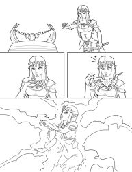 bottomless breasts comic elf_ears female_only femsub greyscale hypnotic_accessory lineart necklace nintendo nude princess princess_zelda re-maker solo the_legend_of_zelda topless torn_clothes twilight_princess rating:Questionable score:31 user:Sleepyhead97