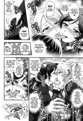 absurdres black_hair blonde_hair blush breast_grab breasts censored collaboration collaborative_handjob comic dialogue drool eli_ayase femsub french_kiss greyscale groping group_sex hair_ribbon handjob happy_trance heart heterosexual kissing large_breasts long_hair love_live! love_live!_school_idol_project maledom multiple_girls multiple_subs nozomi_toujou open_mouth penis ponytail ribbon school_uniform short_hair skirt smile text thought_bubble threesome tongue tongue_out twintails rating:Explicit score:20 user:Spirals