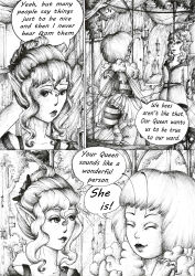 absurdres bee_girl black_sclera breasts bug_girl comic elf elf_ears female_only greyscale justsketchingviolets large_breasts monochrome original short_hair text traditional wings rating:Safe score:14 user:JustSketchingViolets