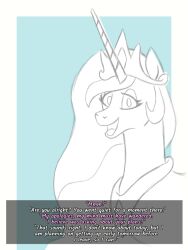 animals_only bitshift horse long_hair looking_at_viewer my_little_pony pov pov_dom princess princess_celestia text unaware western rating:Safe score:15 user:Bitshift