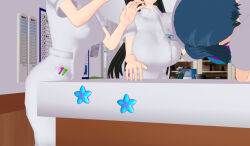 3d 3d_custom_girl black_hair blue_hair femsub long_hair multiple_girls nurse original parasite rating:Questionable score:5 user:Sleepyhead97