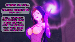 aware circe clothed dc_comics dialogue dogdog english_text female_only magic purple_hair solo text white_eyes whitewash_eyes rating:Safe score:0 user:Bootyhunter69