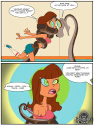 braces breasts brown_hair coils comic crop_top dazed dialogue disney exposed_chest femsub hypnotic_eyes jean_shorts kaa kaa_eyes long_hair maledom melvin's_babysitter navel one_breast_out open_mouth renaissanceofchaos sneakers speech_bubble tan_skin text the_jungle_book tongue uncle_grandpa undressing watermark rating:Explicit score:24 user:RayX