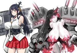 774_(nanashi) breasts corruption evil_smile femsub fishnets fusou_(kantai_collection) kantai_collection large_breasts nipple_piercing piercing red_eyes smile rating:Explicit score:18 user:T323