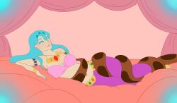 breasts coils cyan_hair dazed disney femsub happy_trance harem_outfit kaa kaa_eyes large_breasts long_hair nasteegryphon navel_piercing princess princess_poonanner smile snake the_jungle_book traalbanthlalgarr! rating:safe score: user:nasteegryphon