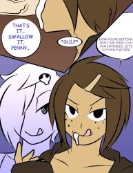brown_hair carrie_krueger comic cum cum_on_body cum_on_face fellatio freckles gumball_watterson heterosexual inuyuru licking long_hair penis penny_fitzgerald personification possession text the_amazing_world_of_gumball tongue tongue_out rating:Explicit score:29 user:TheGoodShank
