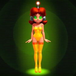 3d animated antenna breasts brown_hair cleavage clothed erect_nipples female_only fembot femsub freckles happy_trance headphones hypnotic_accessory latex long_hair nintendo onmodel3d princess princess_daisy robotization smile solo spiral_eyes super_mario_bros. symbol_in_eyes tech_control thighhighs video video_game rating:Questionable score:64 user:SuperTechno324