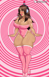 antenna breasts brown_hair erect_nipples fembot femsub happy_trance headphones hypnotic_accessory large_breasts latex long_hair npczoey original robotization spiral_eyes symbol_in_eyes tech_control text thighhighs western zoey_(npczoey) rating:Questionable score:64 user:SuperTechno324