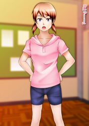brown_hair clothed female_only femsub hoodie miura_hiromichi original shorts solo surprised twintails rating:Questionable score:5 user:Sleepyhead97