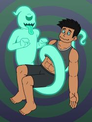  barefoot black_hair clothed feet ghost happy_trance hypnotic_eyes javierdraft09 male_only maledom malesub  rating:questionable score: user:thenashux