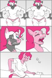 black_sclera breasts clock-face comic dog_girl fangs furry horse_girl large_breasts memetic_control my_little_pony open_mouth original pink_hair pinkie_pie short_hair text transformation transgender wolf_girl rating:Questionable score:11 user:TheGoodShank