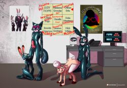 bulge bunny_girl crotch_rub dawn_bellwether disney doggy_style drone erection femdom femsub furry fuyu_graycen_(sinfulwalpurrgis) glasses happy_trance hooves jack_savage_(zootopia) judy_hopps knotted_penis latex malesub non-human_feet non-human_penis original penis roxi_(latexity) sex shadow2007x sheep_girl spiral_eyes standing standing_at_attention symbol_in_eyes wolf_boy zootopia rating:Explicit score:46 user:FuyuGraycen