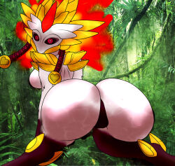 alternate_costume armor ass ass_focus bikini_bottom breasts flame huge_ass kindred_(league_of_legends) kneeling league_of_legends looking_back zarvex3 rating:Questionable score:18 user:Zarvex3