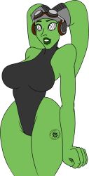 breasts cameltoe female_only femsub green_skin hera_syndulla huge_breasts solo spiral_eyes standing standing_at_attention star_wars symbol_in_eyes tech_control tentacles twi'lek twintails western zombifier rating:Questionable score:81 user:Zombifier