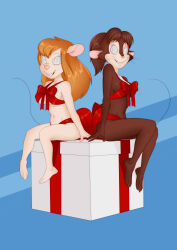 absurdres an_american_tail barefoot blonde_hair breasts brown_hair chip_n_dale_rescue_rangers christmas female_only femsub furry gadget_hackwrench happy_trance legs long_hair mouse_girl multiple_girls naked_ribbon non-human_feet oo_sebastian_oo ponytail ribbon spiral_eyes symbol_in_eyes tanya_mousekewitz western rating:Questionable score:95 user:daveyboysmith9