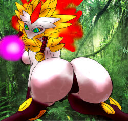 alternate_costume armor ass ass_focus bikini_bottom femsub flame huge_ass hypnotic_orb kaa_eyes kindred_(league_of_legends) kneeling league_of_legends looking_back mask orb zarvex3 rating:Questionable score:10 user:Zarvex3